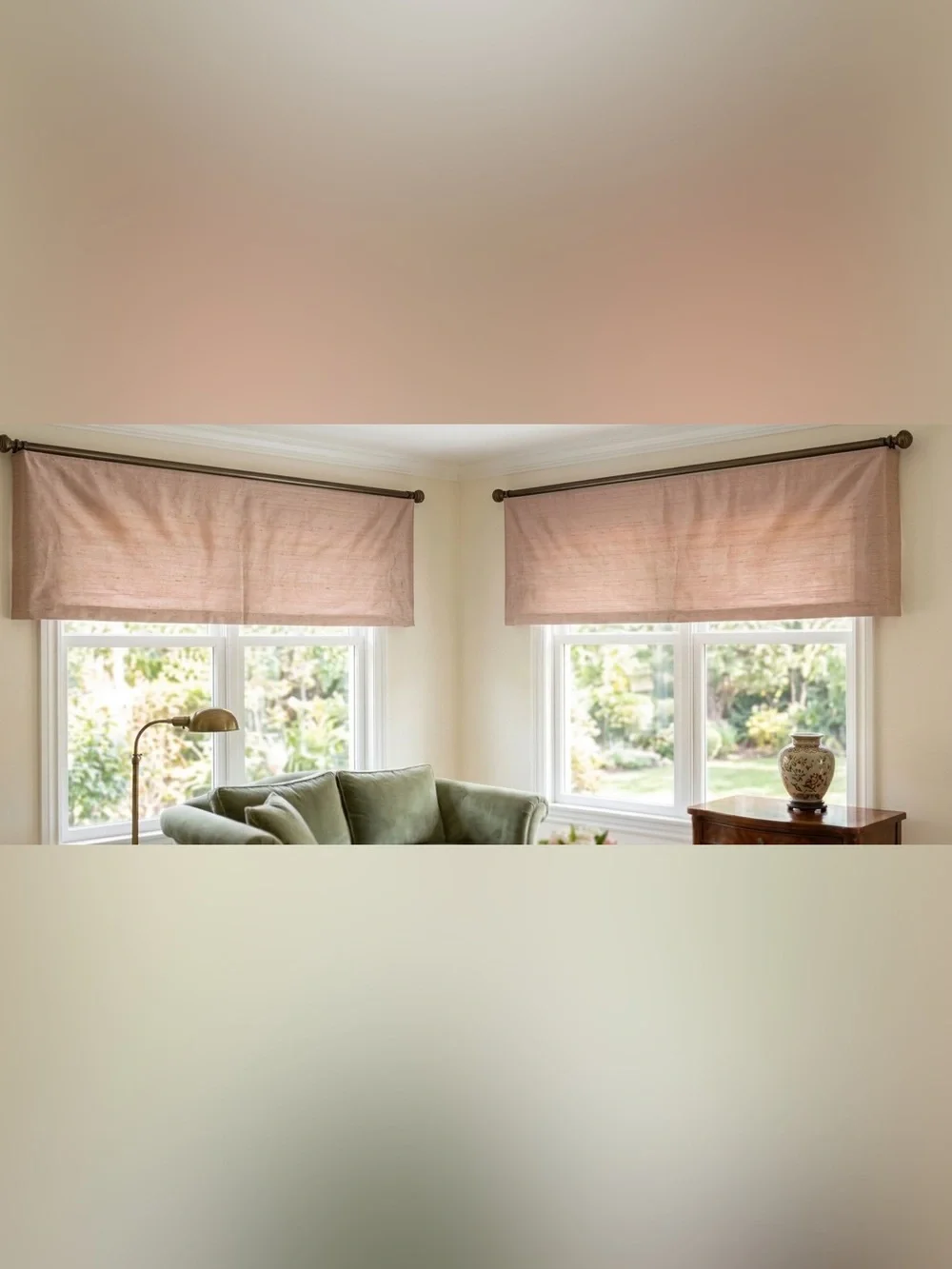 Vintage 100% Silk Blush Colored Valances 90x23